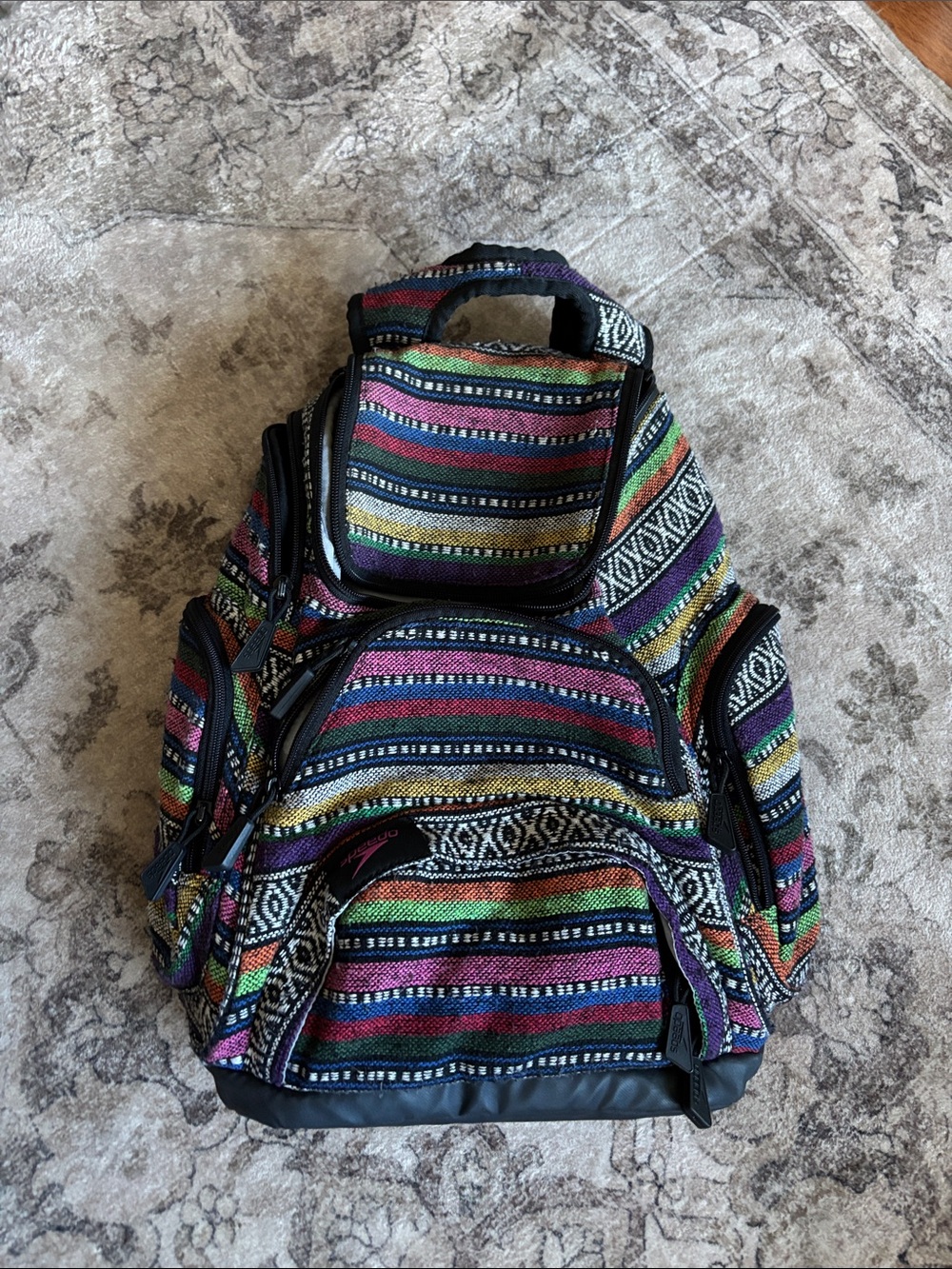 Vintage 90s Speedo Bohemian Multicolor Woven Backpack